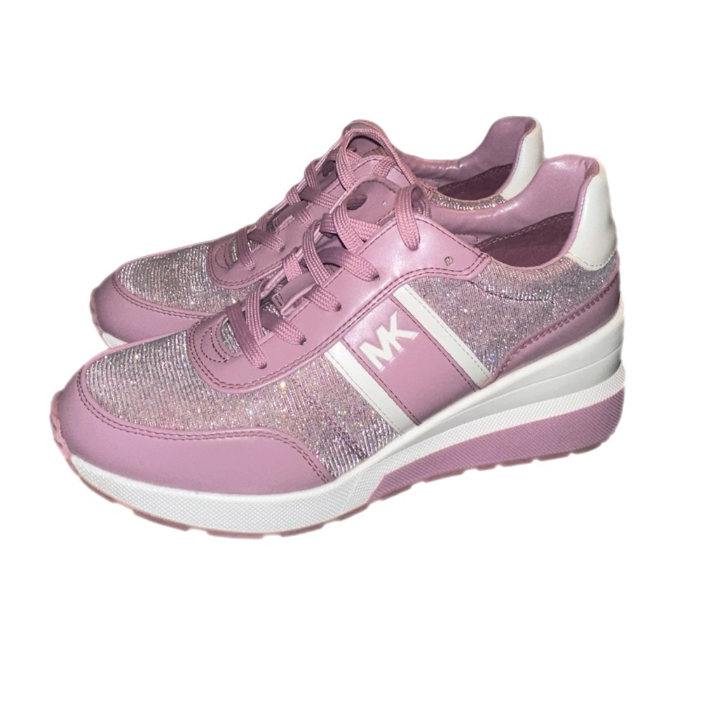 Michael Kors Women's Pink and White Glitter Sneakers